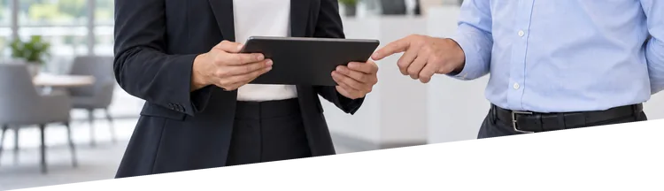 Аccount manager walking a client through his premises